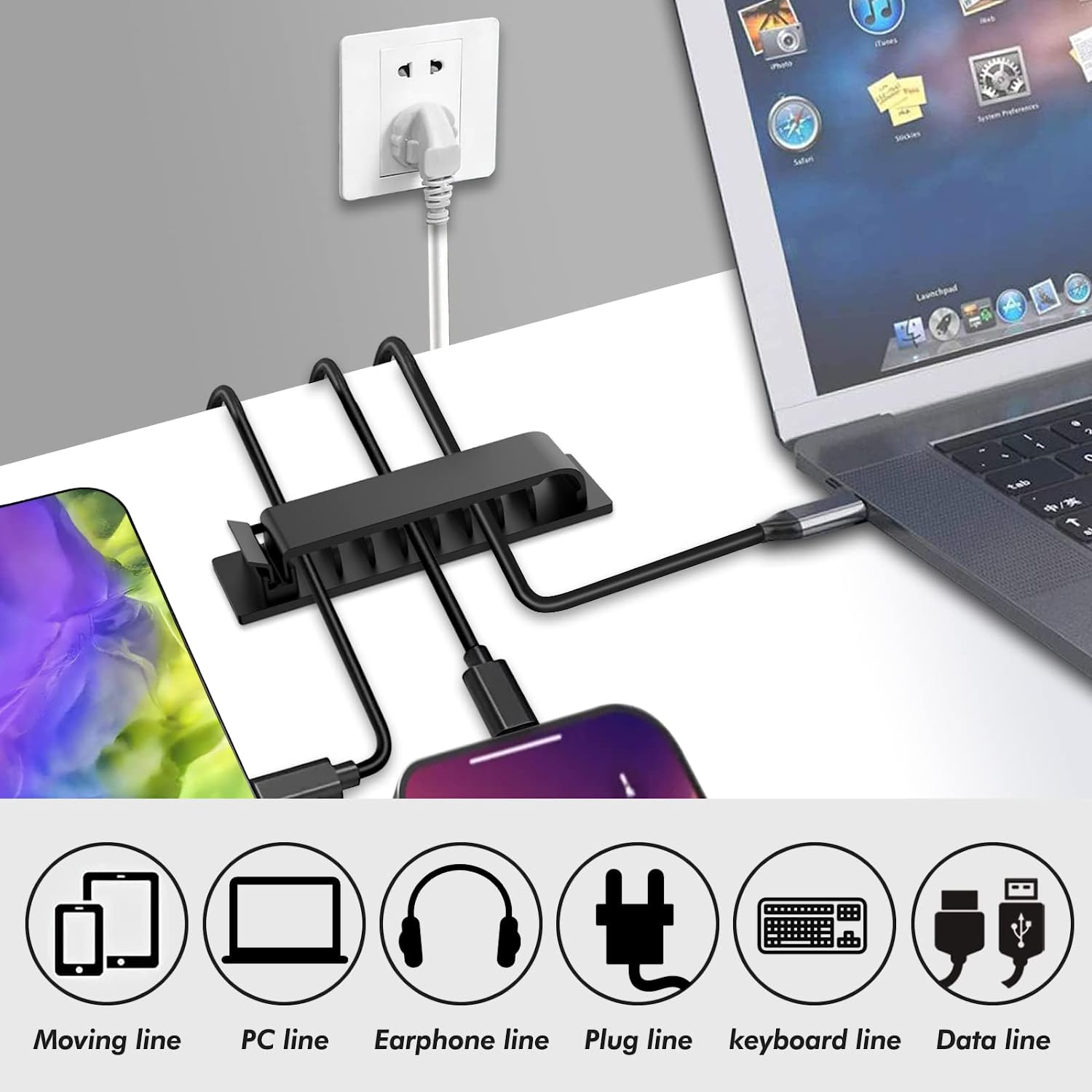 케이블 주최자 자체 접착 케이블 클립 USB 케이블 관 - Wall Anchor Plastic 리뷰 및 가격